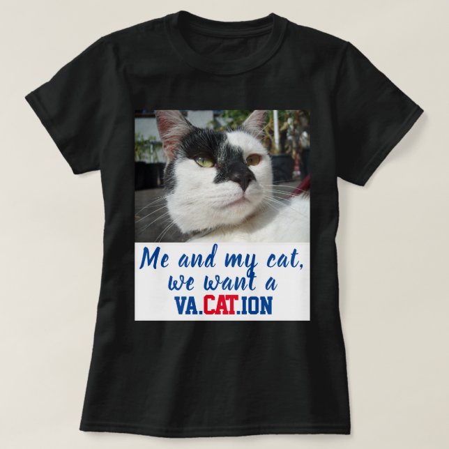 Camiseta Foto de Gato Personalizado Engraçado Queremos uma  (Frente do Design)