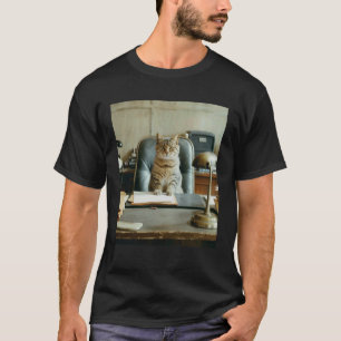 Camiseta Foto de gato vintage dos anos 70 no trabalho de me