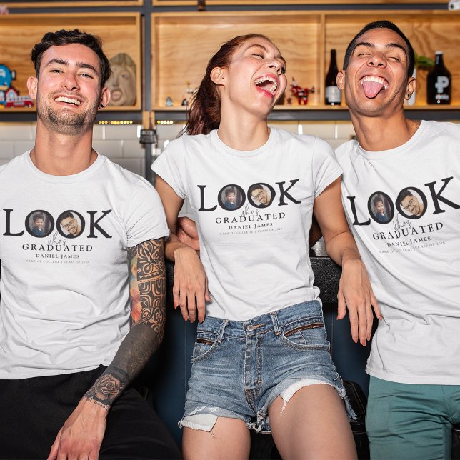 Camiseta Foto de Graduação Olhe Quem Se Formou (Criador carregado)