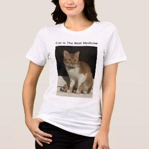 Camiseta Foto de Humor Gato Melhor Medicamento Branco