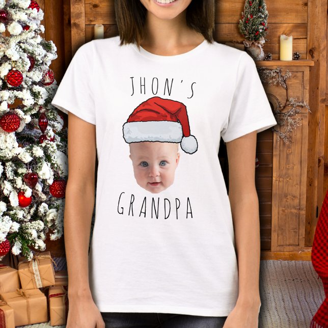 Camiseta Foto de Natal personalizada do rosto do bebê Santa (Criador carregado)
