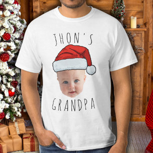 Camiseta Foto de Natal personalizada do rosto do bebê Santa