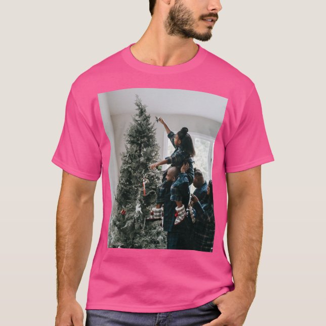 Camiseta Foto de Natal Personalizada para Duas Famílias Lat (Frente)