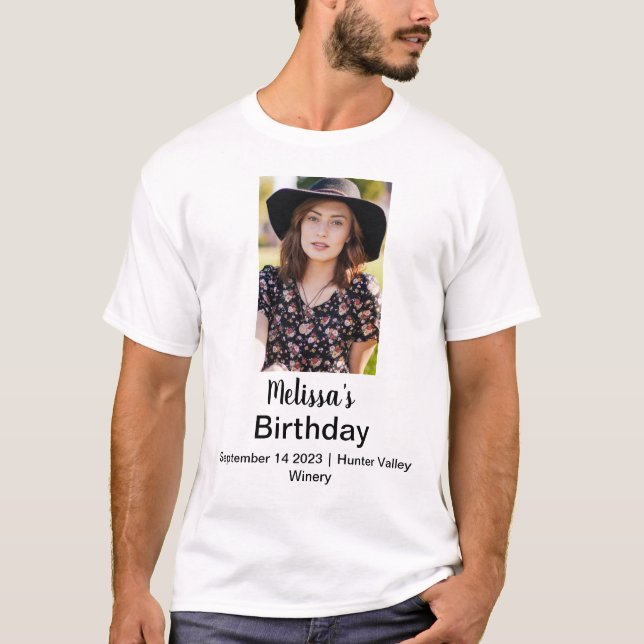 Camiseta Foto de Nome Personalizado de Aniversário (Frente)
