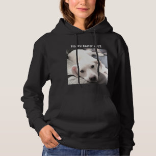Camiseta Foto de Páscoa de Cachorro Branco e Bonito Preto