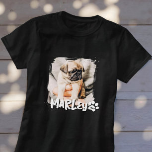 Camiseta Foto de Pet Personalizada de Grunge Simples Reprod