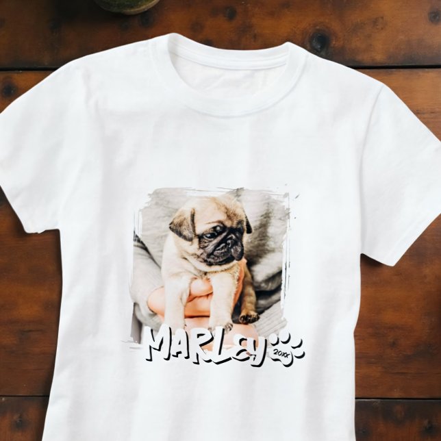 Camiseta Foto de Pet Personalizada de Grunge Simples Reprod (Criador carregado)