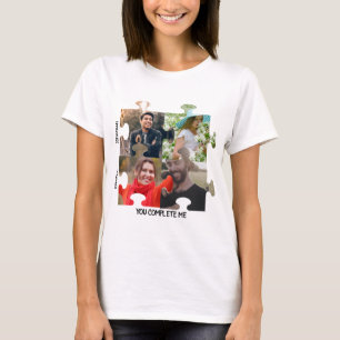 Camiseta Foto de quebra-cabeça personalizada Você me comple