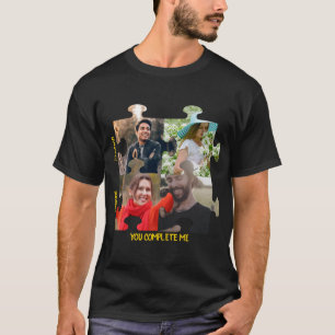 Camiseta Foto de quebra-cabeça personalizada Você me comple