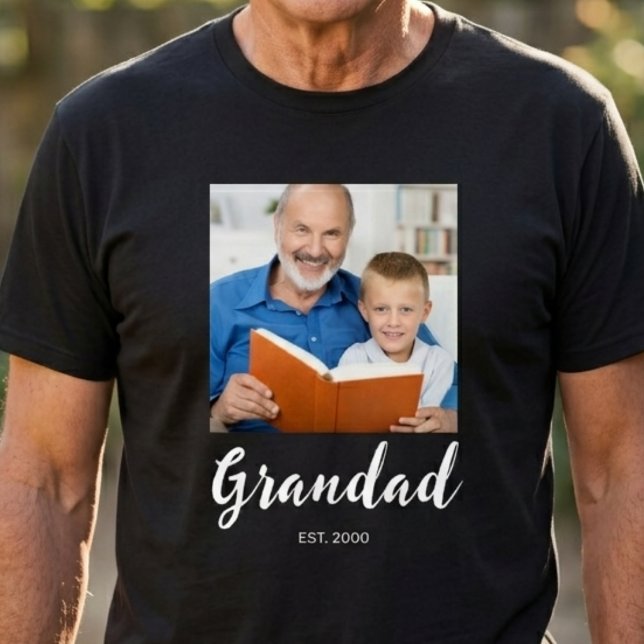 Camiseta Foto de Rótulo Estabelecido pelo Avô (Criador carregado)