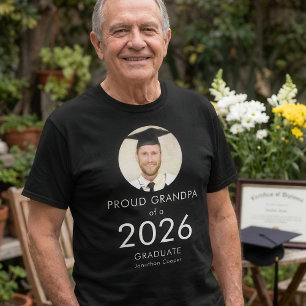 Camiseta Foto de Texto Branco Avô Orgulhoso Graduado de 202