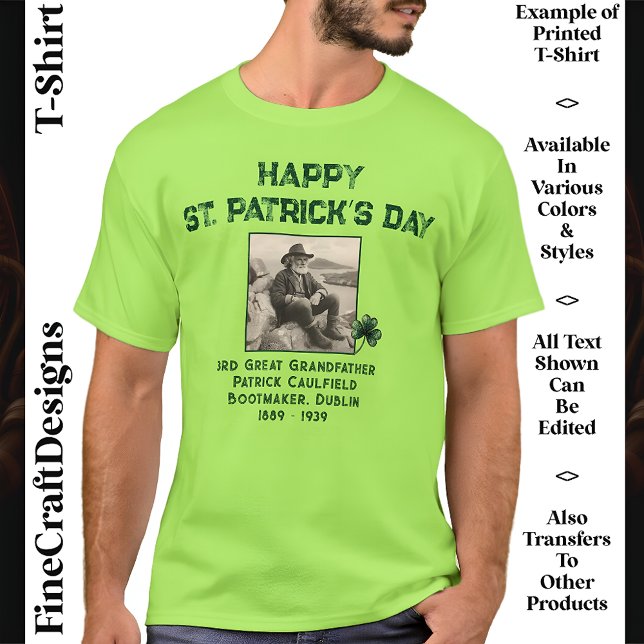 Camiseta Foto de texto personalizado, Irish Roots Rua Dia d (Criador carregado)