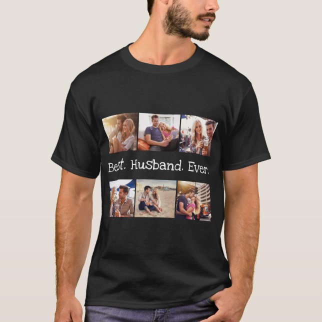 Camiseta Foto divertida Melhor Marido Já Personalizado Negr (Frente)