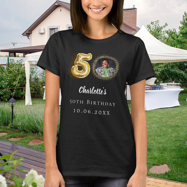 Camiseta Foto do 50º aniversário em ouro negro (Criador carregado)