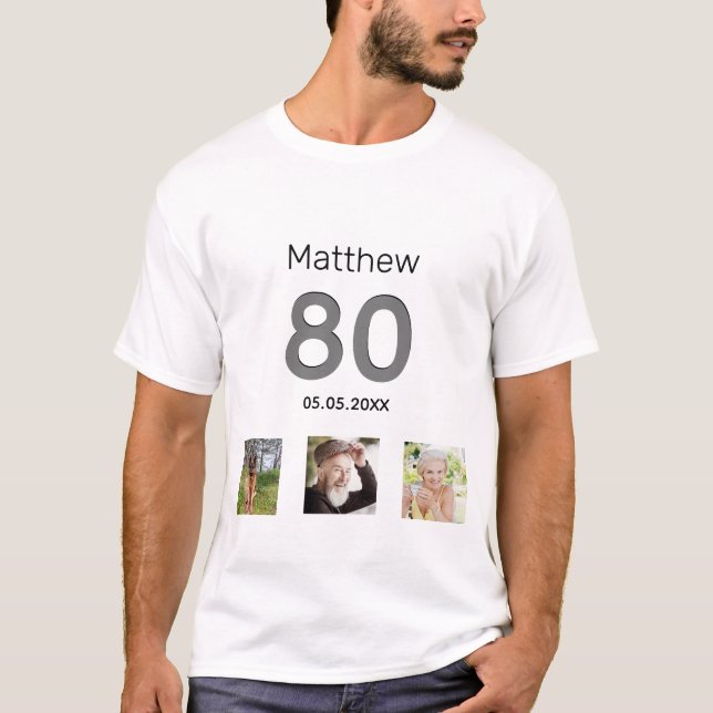 Camiseta foto do 80º aniversário festa de homens (Frente)