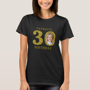 Camiseta Foto do aniversário de 30 anos brilhante Dourado p