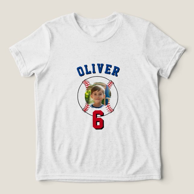 Camiseta Foto do Aniversário de criança de Ball Baseball (Design frontal)