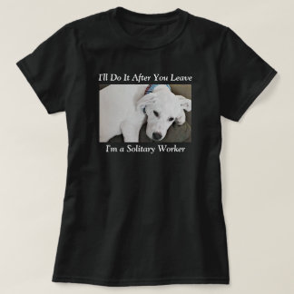 Camiseta Foto do Cachorro Branco Preguiçoso Engraçado T-Shi