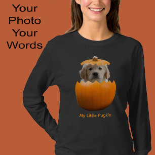 Camiseta Foto do Cachorro de Abóbora do Halloween Personali
