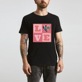 Camiseta Foto do Coração de Amor Rosa Romântico do dia de o