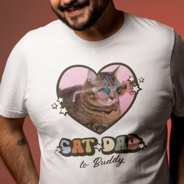 Camiseta Foto do Coração do Pai de Gato Retroativo (Criador carregado)