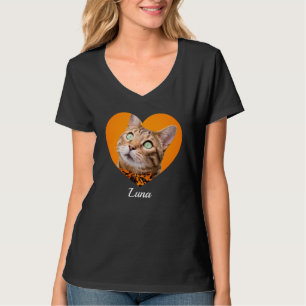 Camiseta Foto do coração e nome da Pet com tipografia moder