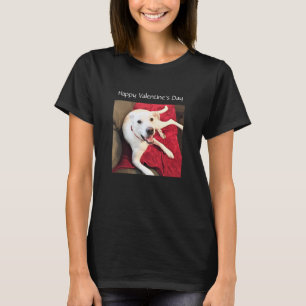 Camiseta Foto do Dia de os namorados de Cachorro Branco Sor
