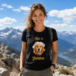 Camiseta Foto do Golden Retriever A Vida é Dourada