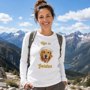 Camiseta Foto do Golden Retriever A Vida é Dourada Mulher