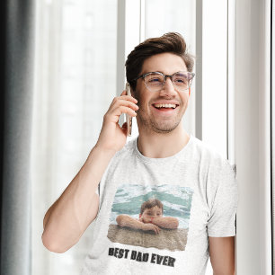 Camiseta Foto do Melhor Pai do Mundo em Maiúsculas