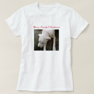 Camiseta Foto do Natal do Cachorro Branco Dormindo