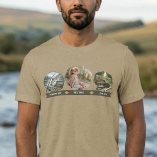 Camiseta Foto do Papai Pescando Pai e Cachorro