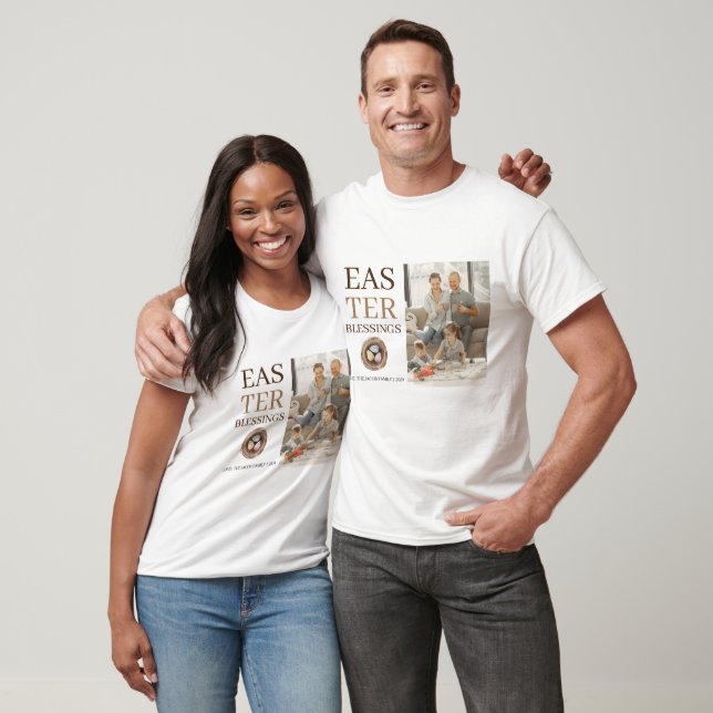Camiseta Foto do Script de Bênçãos de Páscoa Elegante Moder (Unissex)