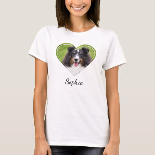Camiseta Foto do seu Pet em forma de coração com texto pe