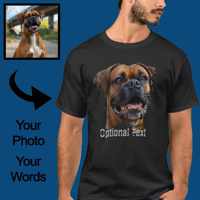 Camiseta Foto Dourada exclusiva do Pai de cachorro preto pr (Criador carregado)