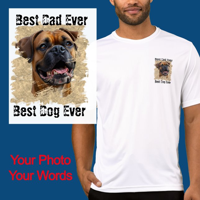 Camiseta Foto Dourada exclusiva do Pai de cachorro preto pr (Criador carregado)