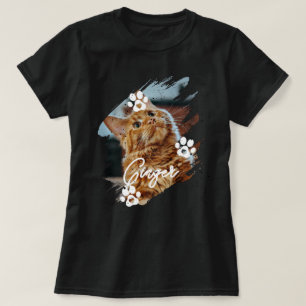 Camiseta Foto e Nome de Gato de Estimação com Pincelada Mod