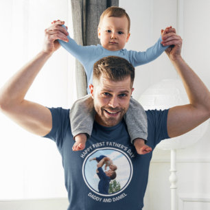Camiseta Foto e texto personalizados do primeiro pai feliz
