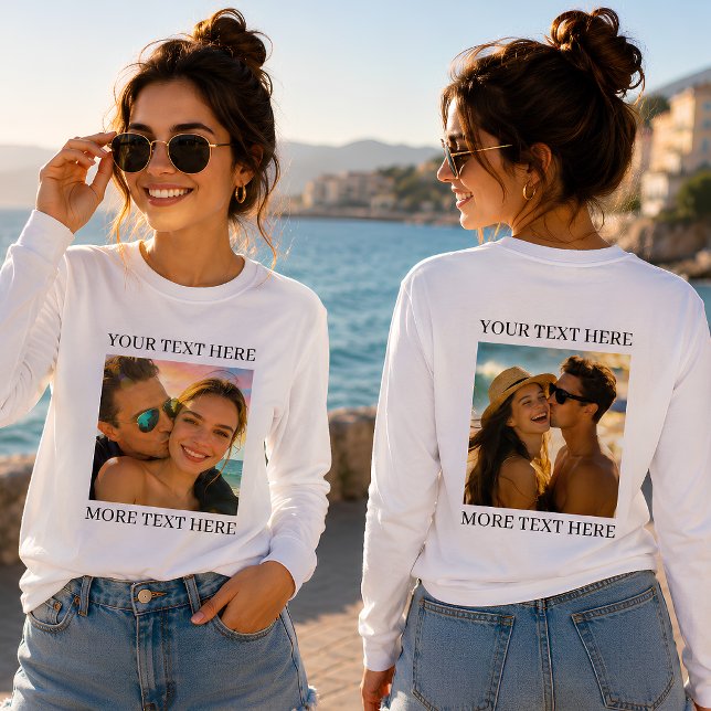 Camiseta Foto e Texto Personalizados em Duas Faces (Criador carregado)