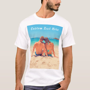 Camiseta Foto e texto personalizados - seu próprio Design 