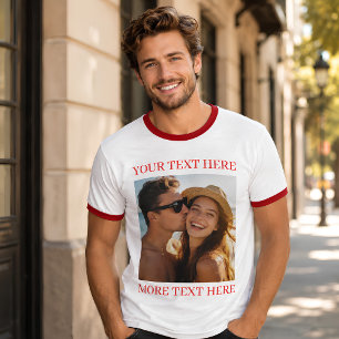 Camiseta Foto e Texto Personalizados Vermelho