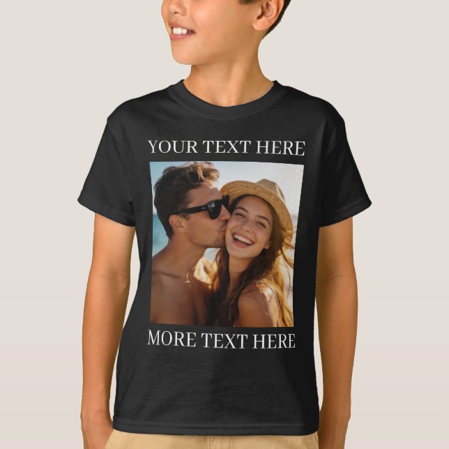 Camiseta Foto e Texto Preto Personalizado (Frente)