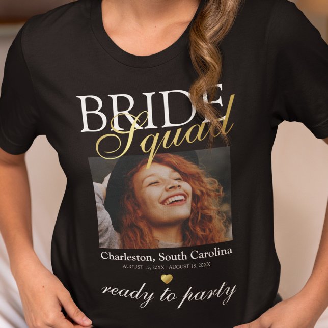 Camiseta Foto elegante da Bride Squad de despedida de solte (Criador carregado)