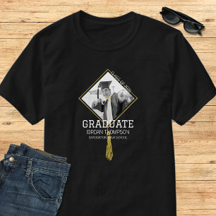 Camiseta Foto elegante de formatura em preto e branco Nome 