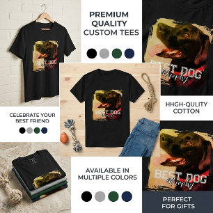 Camiseta Foto em Aquarela de Labrador Preto Moderno Melhor
