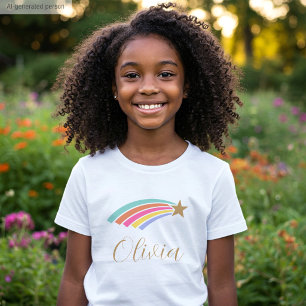 Camiseta Foto em branco Star Rainbow Nome Personalizado Rap