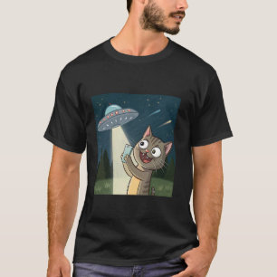 Camiseta Foto Engraçada de Gato com Arte Gráfica de UFO Ali