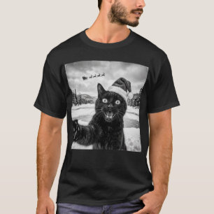 Camiseta Foto engraçada de gato preto com pijama de Natal d