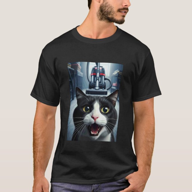 Camiseta Foto engraçada de gato smoking com meme de persegu (Frente)