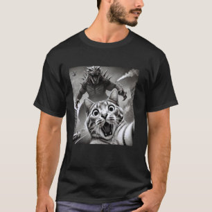 Camiseta Foto engraçada de gato surpreso humor kaiju constr